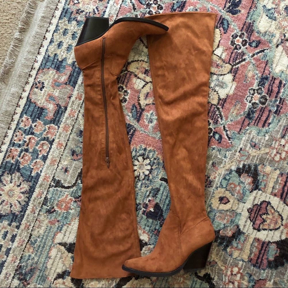 Jeffrey Campbell Gatlin Brown Thigh High OTK Boots